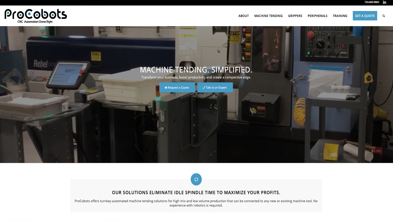 Procobots CNC Automation Reflex Website Design