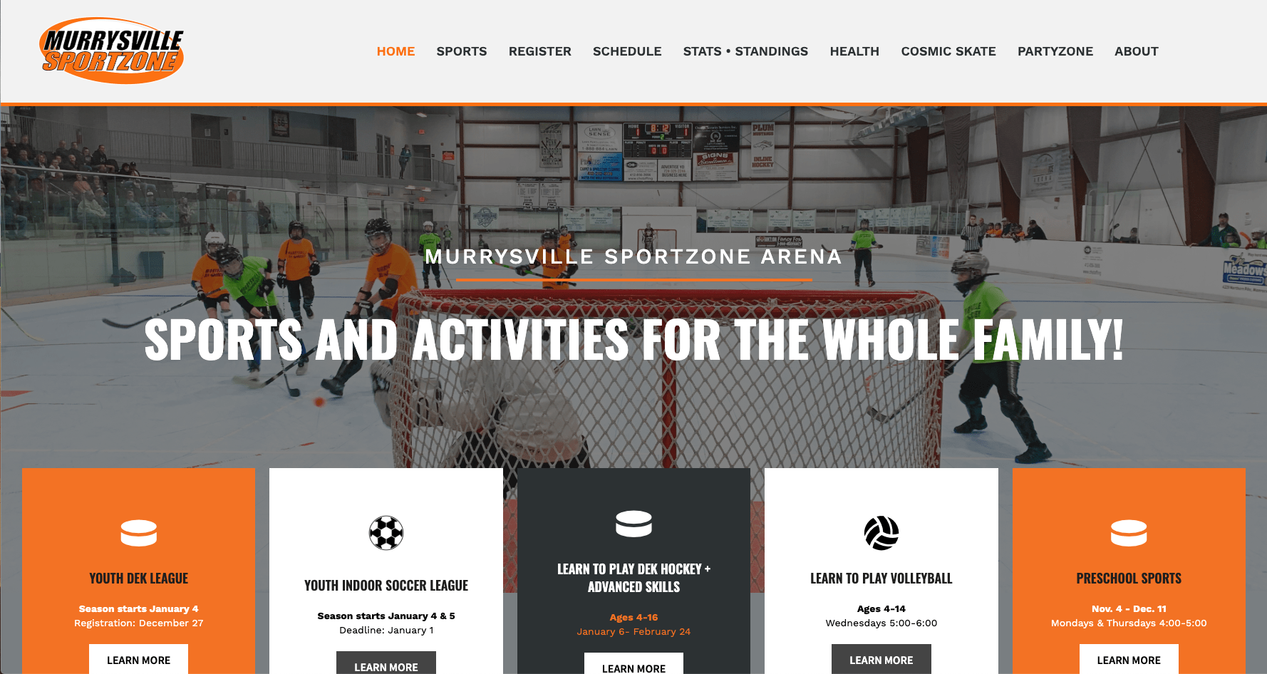 Murrysville SportZone Sport Complex Reflex Website Design